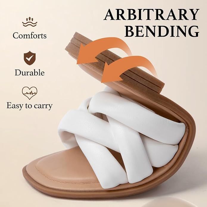 Women's White Braided Flat Slide Sandals — view 3