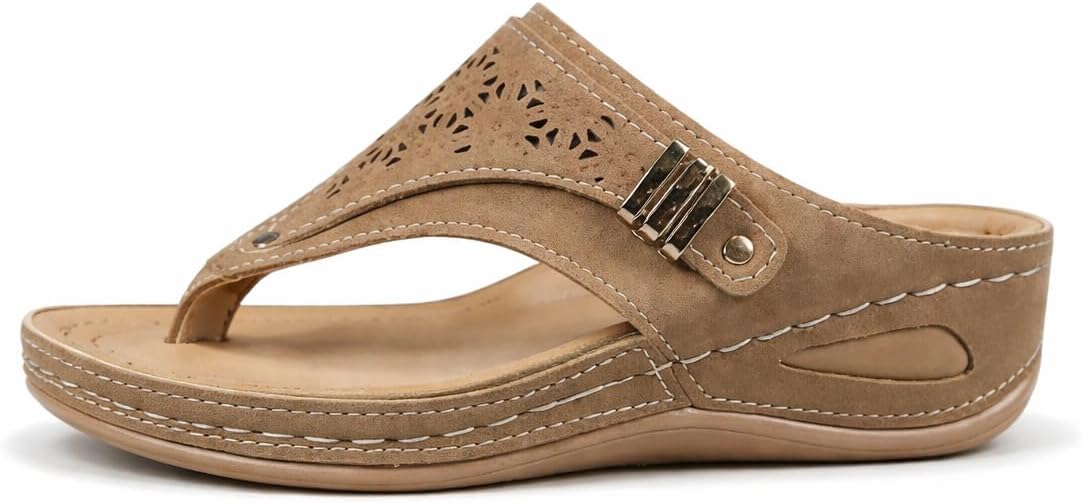 Women's Buckle Thong Wedge Sandals - view 1