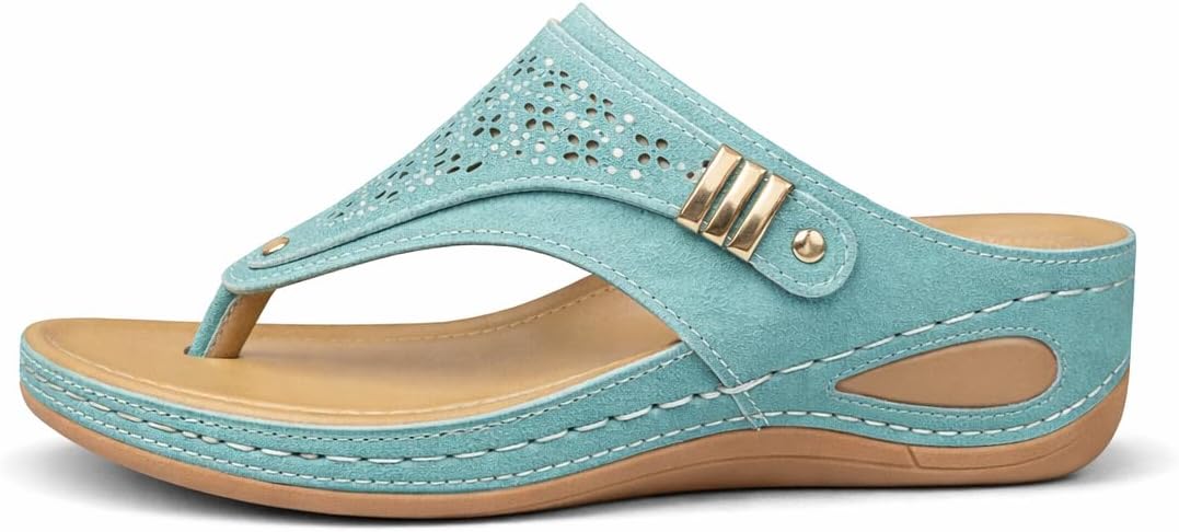 Women's Buckle Thong Wedge Sandals - view 8