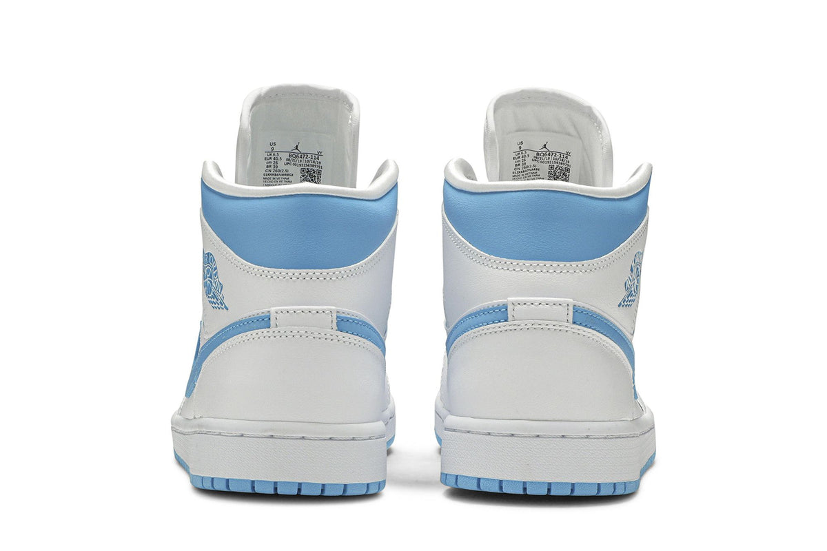 Women's Air Jordan 1 Mid UNC BQ6472-114 White/Dark Powder Blue