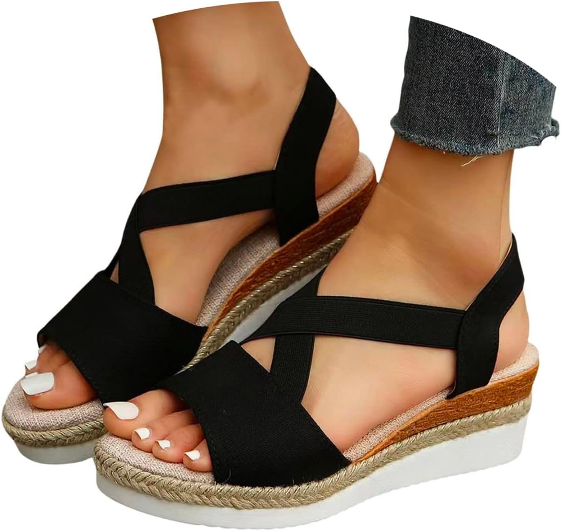 Women's Cross-Strap Espadrille Wedge Sandals - view 1