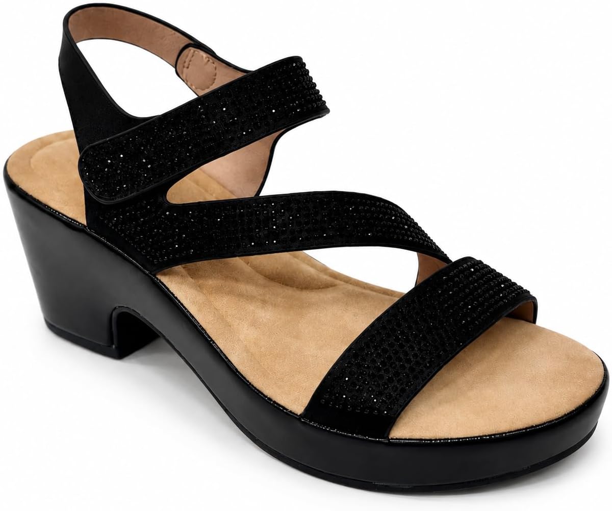 Women's Rhinestone Strap Platform Sandals - view 7