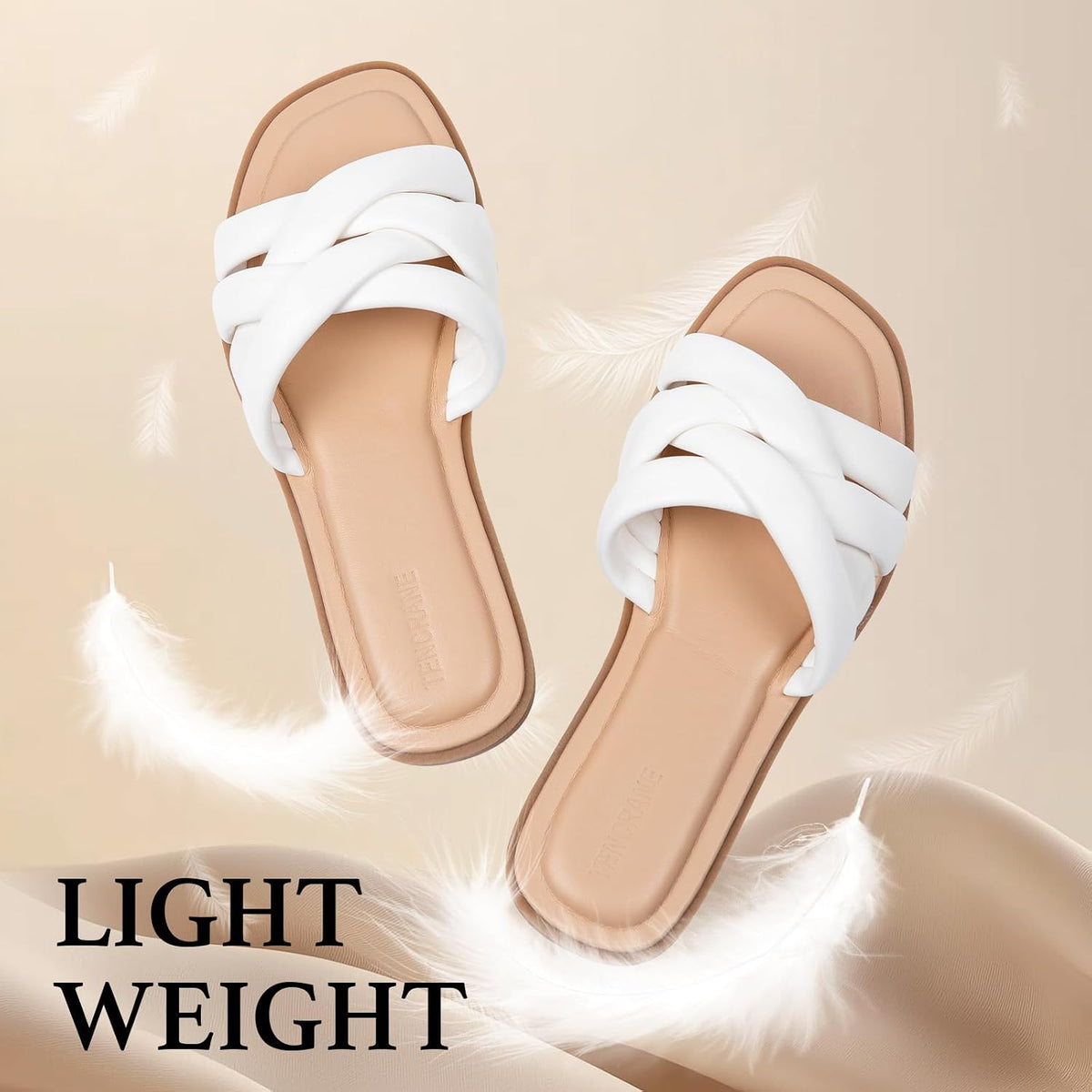 Women's White Braided Flat Slide Sandals — view 2