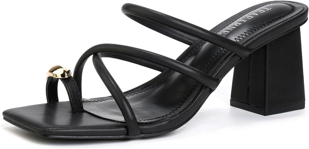 Women's Square-Toe Block Heel Thong Sandals - view 1