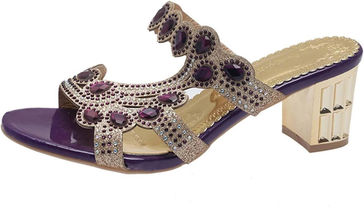 Women's Jeweled Cutout Block Heel Slides - view 21