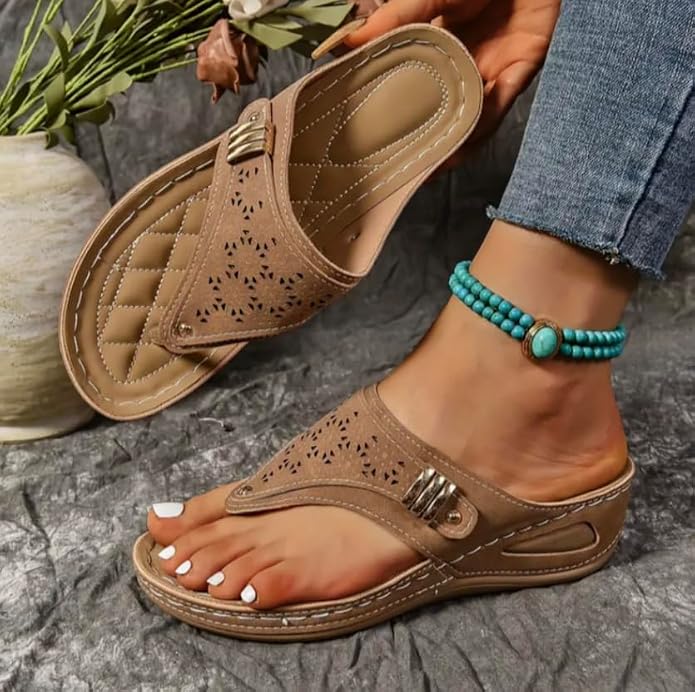 Women's Buckle Thong Wedge Sandals - view 2