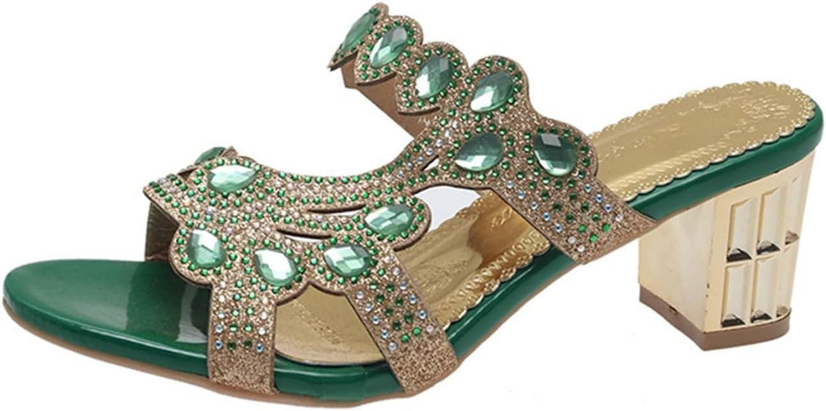 Women's Jeweled Cutout Block Heel Slides - view 16