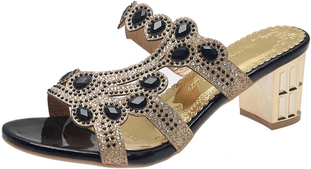 Women's Jeweled Cutout Block Heel Slides - view 6
