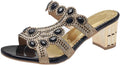 Women's Jeweled Cutout Block Heel Slides - view 6