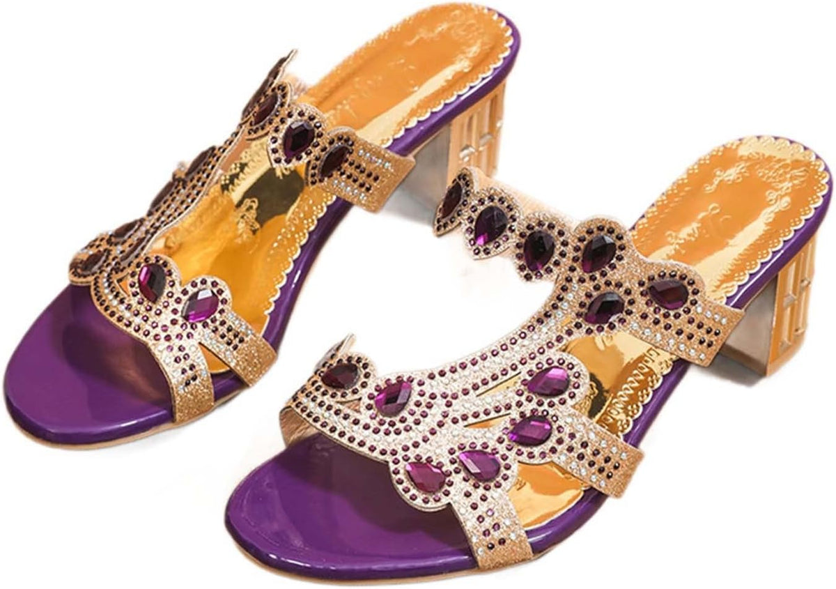 Women's Jeweled Cutout Block Heel Slides - view 24
