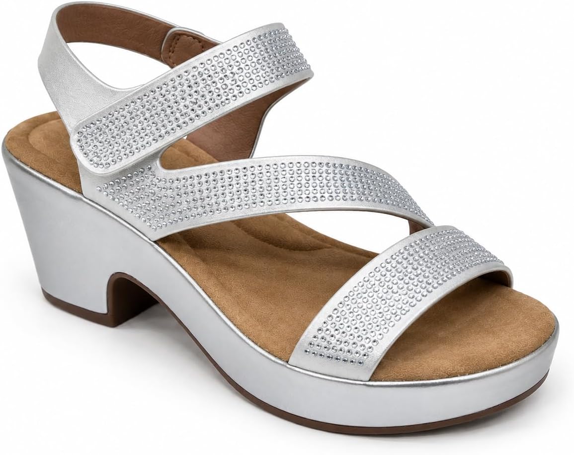 Women's Rhinestone Strap Platform Sandals - view 1