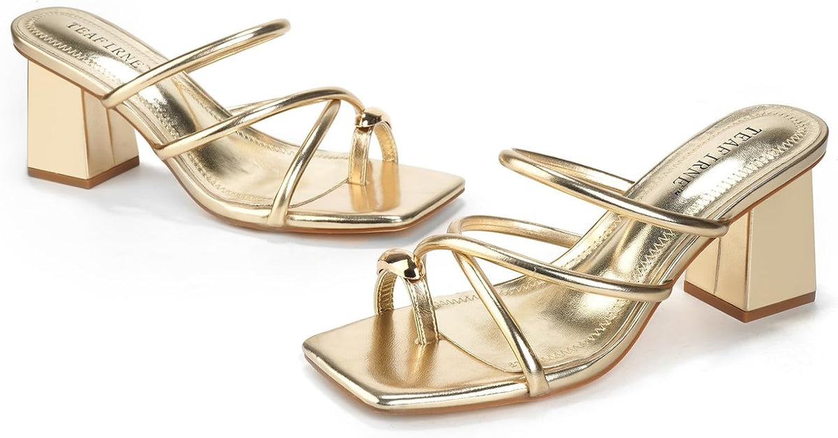 Women's Square-Toe Block Heel Thong Sandals - view 11