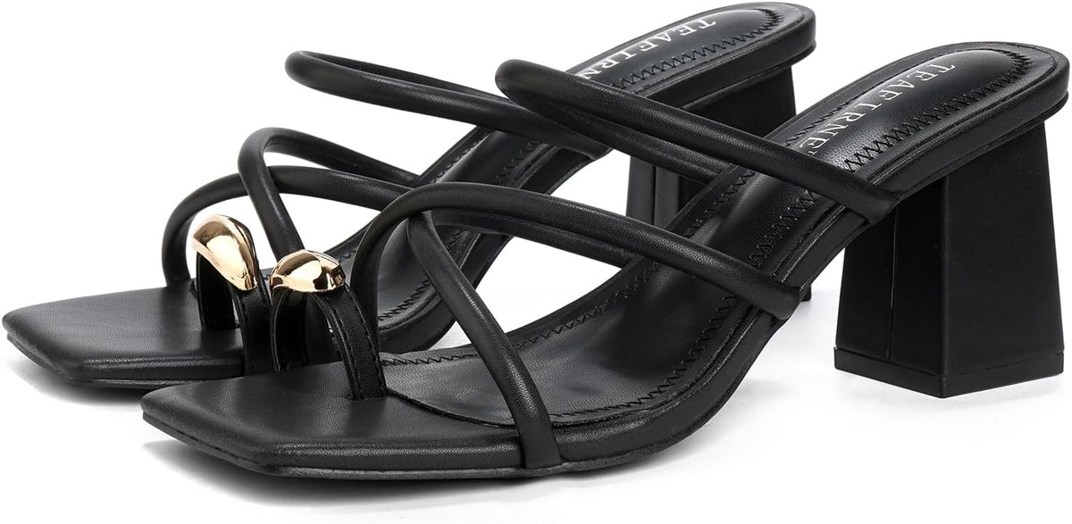 Women's Square-Toe Block Heel Thong Sandals - view 5