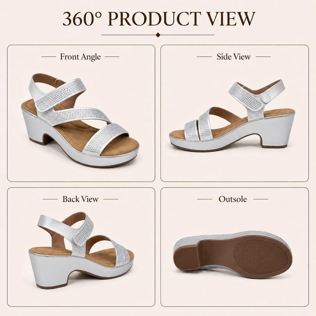 Women's Rhinestone Strap Platform Sandals - view 3