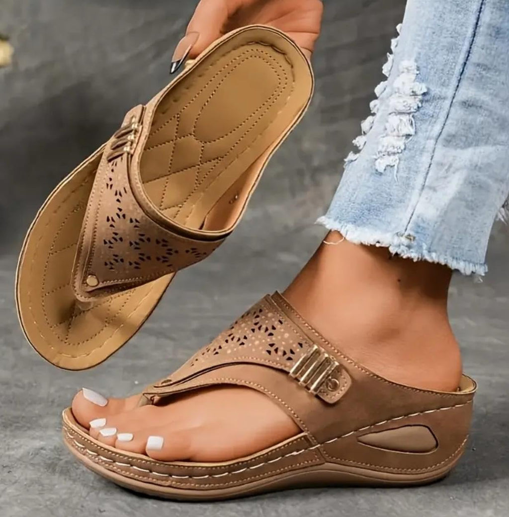 Women's Buckle Thong Wedge Sandals - view 7