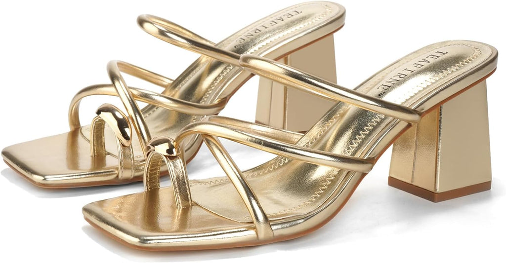 Women's Square-Toe Block Heel Thong Sandals - view 12