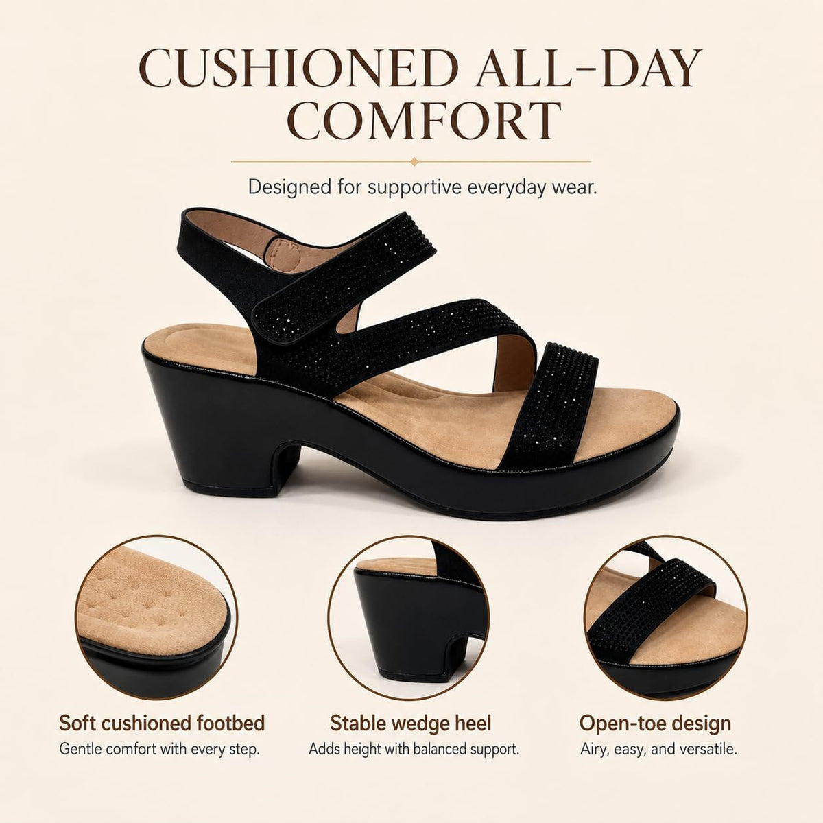 Women's Rhinestone Strap Platform Sandals - view 11