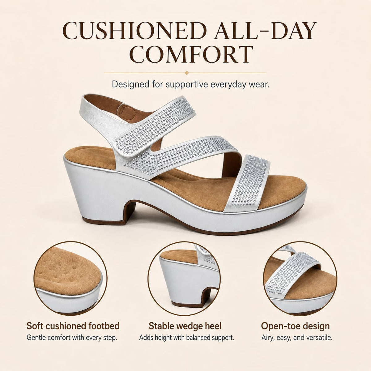 Women's Rhinestone Strap Platform Sandals - view 5