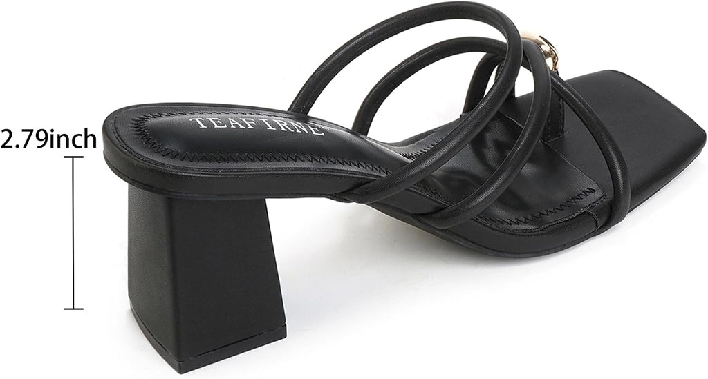 Women's Square-Toe Block Heel Thong Sandals - view 6