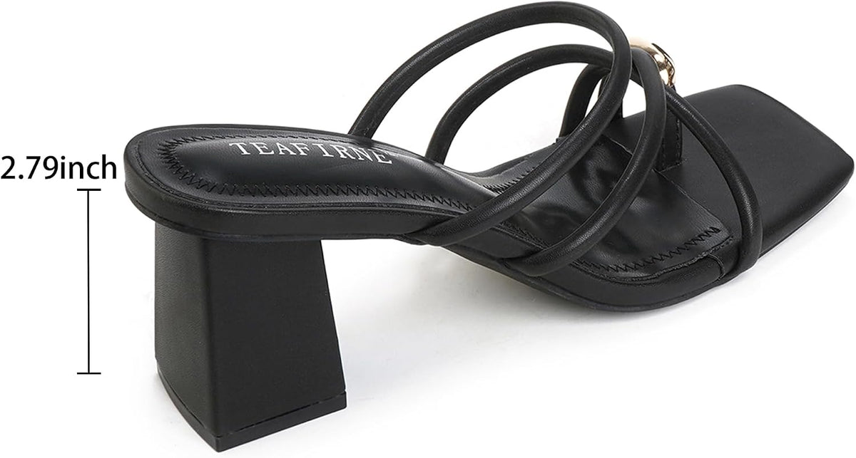 Women's Square-Toe Block Heel Thong Sandals - view 6