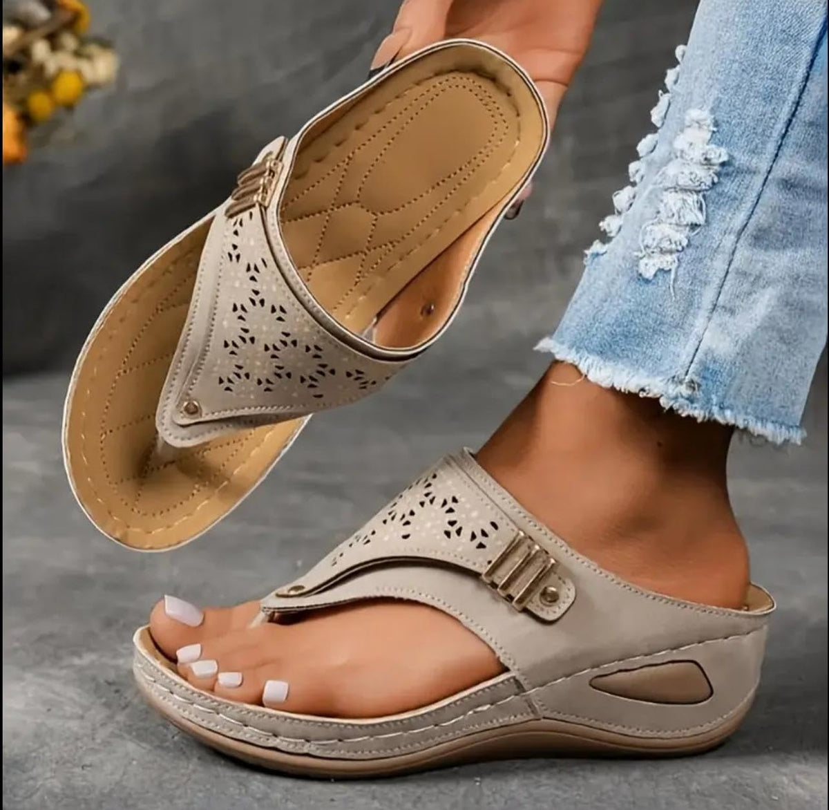 Women's Buckle Thong Wedge Sandals - view 42