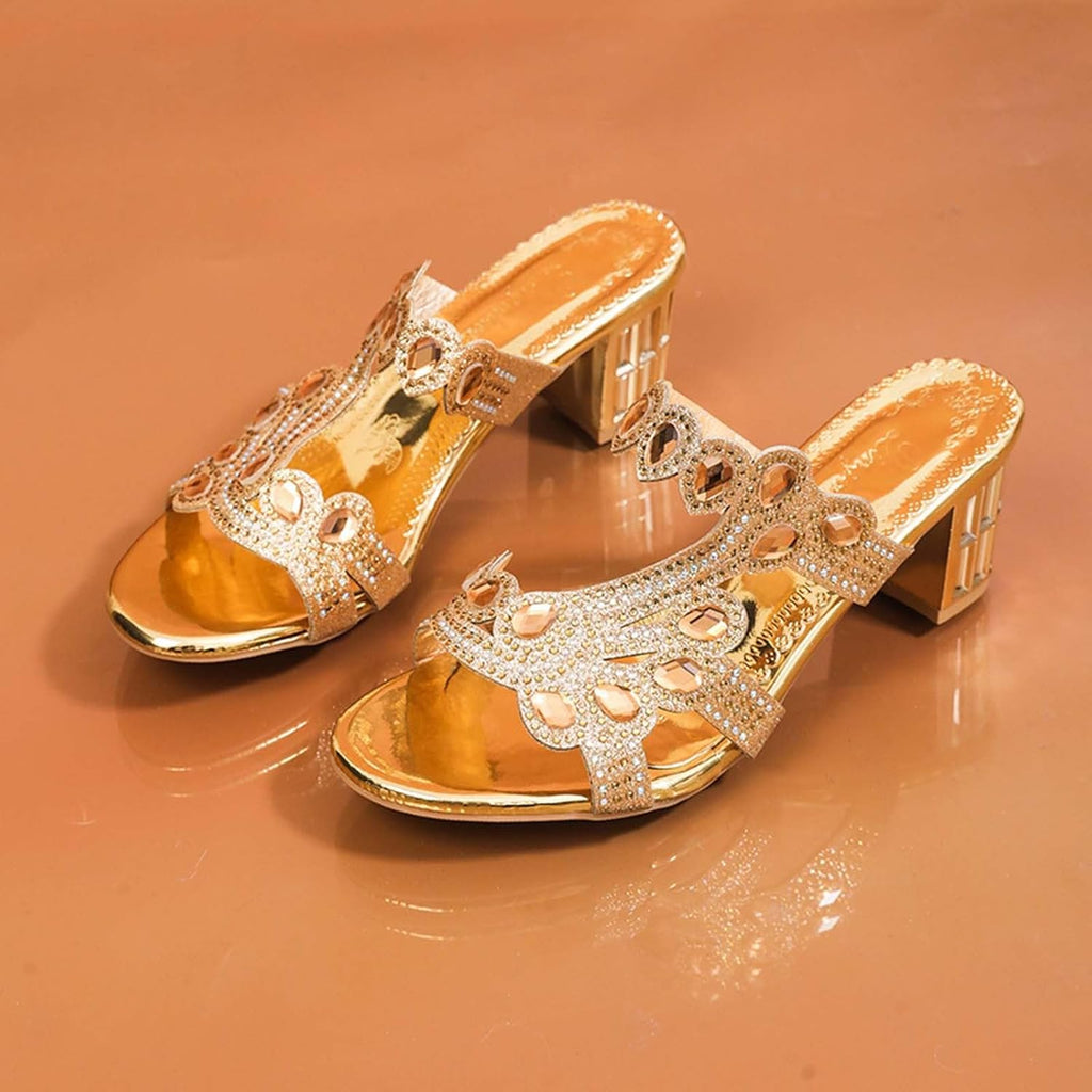 Women's Jeweled Cutout Block Heel Slides - view 14