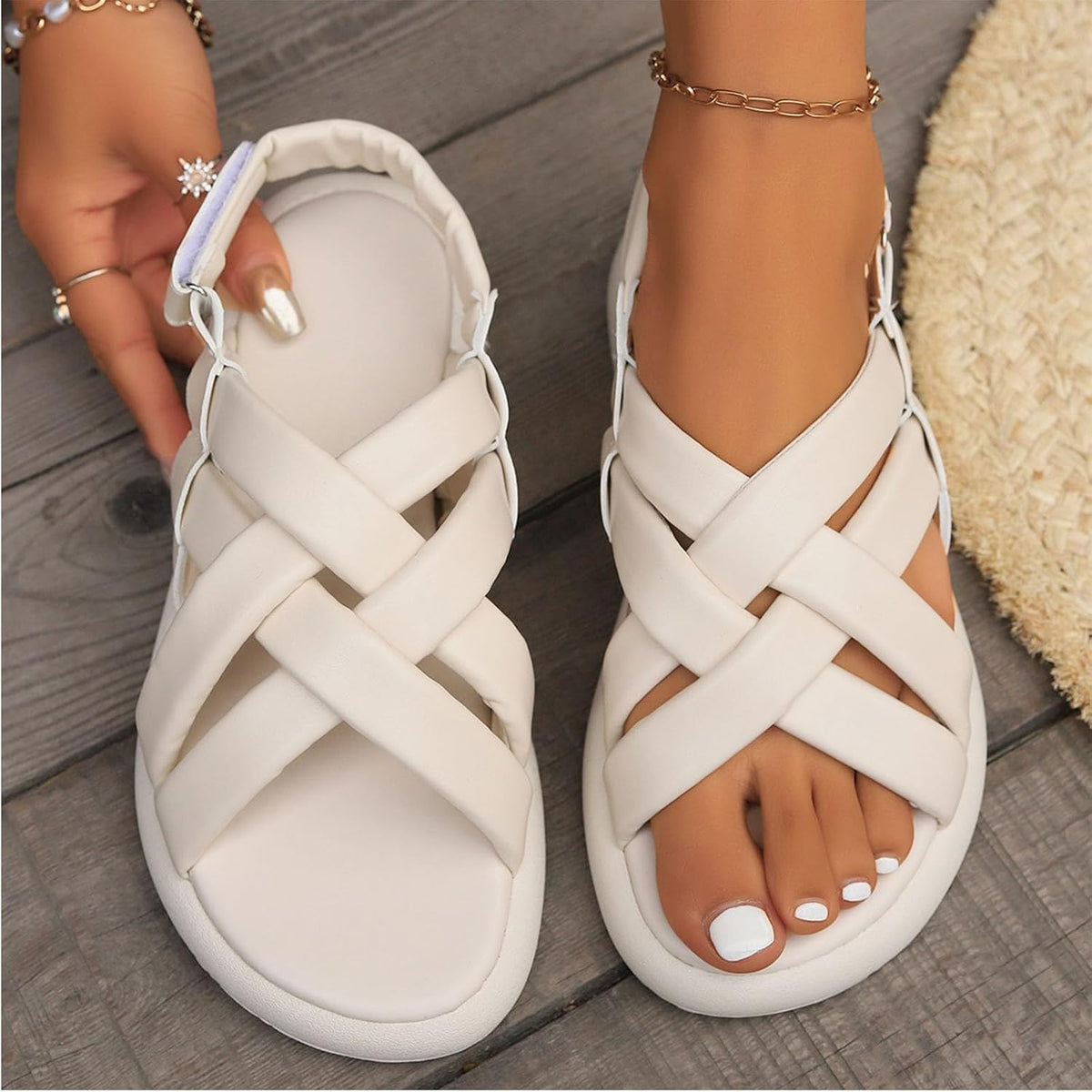 Women's Padded Woven-Strap Slide Sandals - view 11