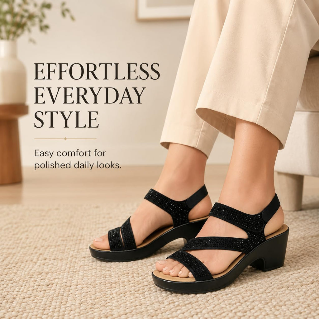 Women's Rhinestone Strap Platform Sandals - view 8