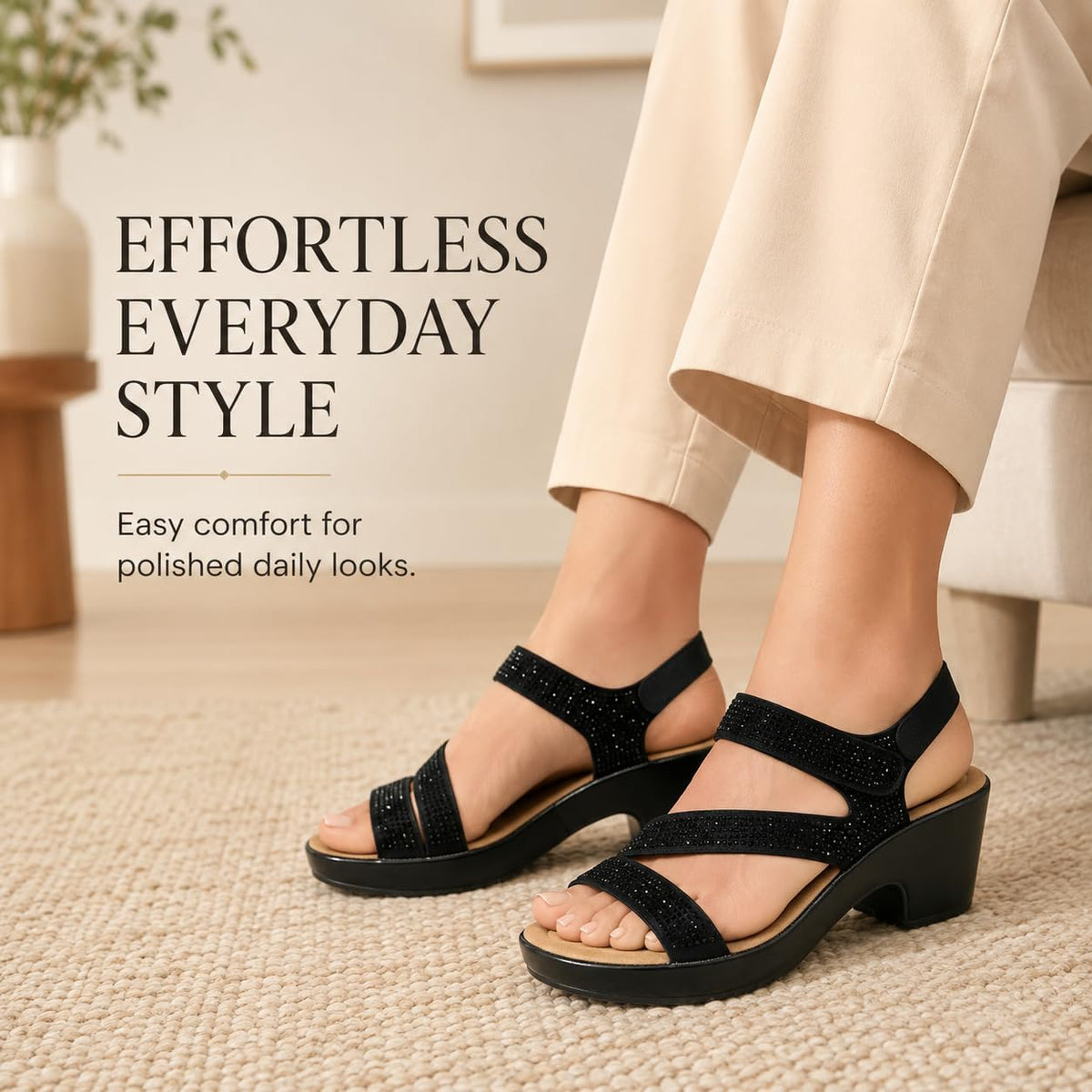 Women's Rhinestone Strap Platform Sandals - view 8