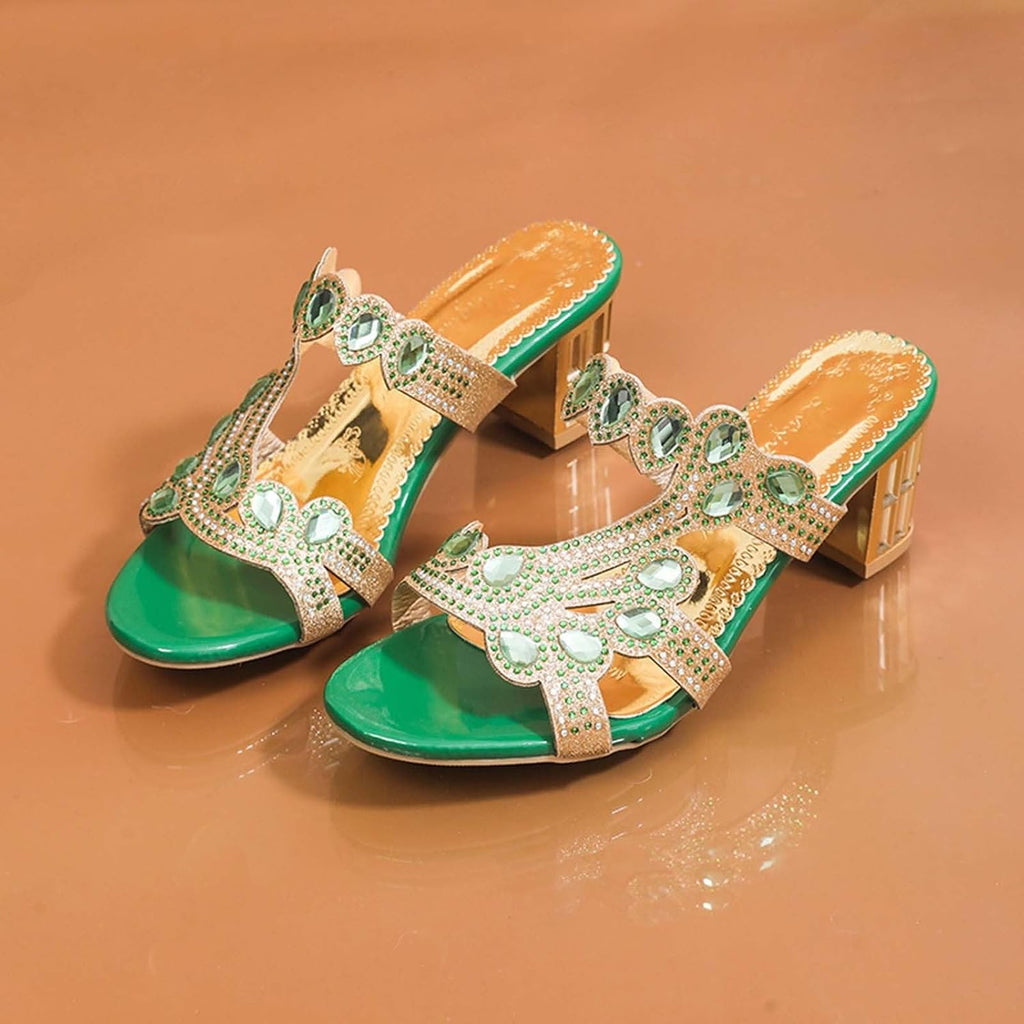 Women's Jeweled Cutout Block Heel Slides - view 19