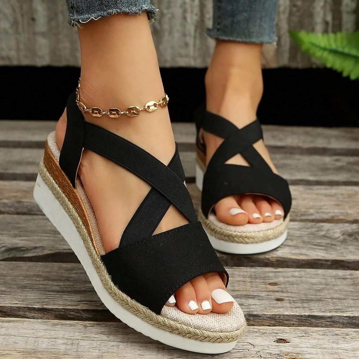 Women's Cross-Strap Espadrille Wedge Sandals - view 5