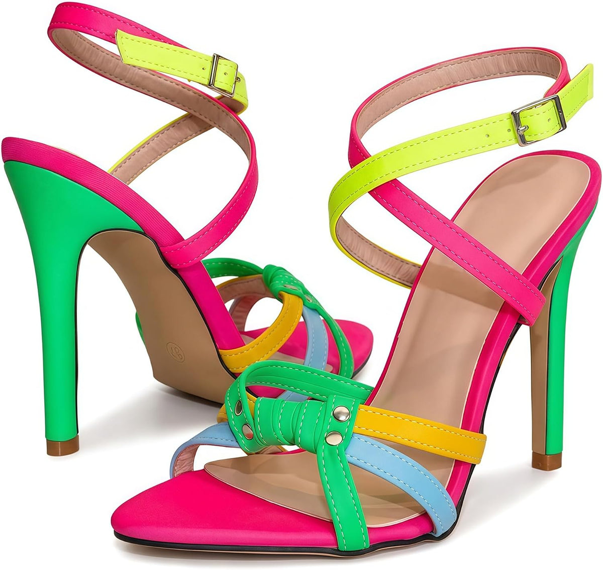 Women's Neon Multicolor Stiletto Sandals - view 1