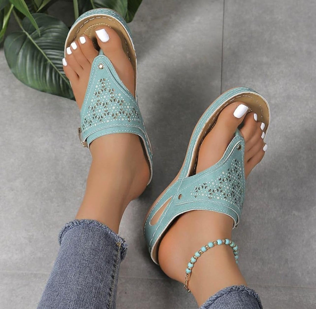 Women's Buckle Thong Wedge Sandals - view 11