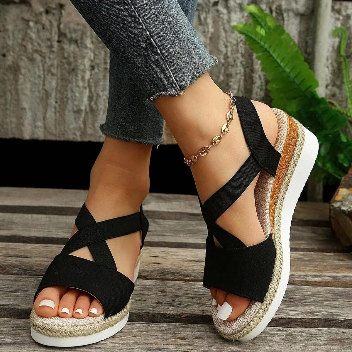Women's Cross-Strap Espadrille Wedge Sandals - view 6