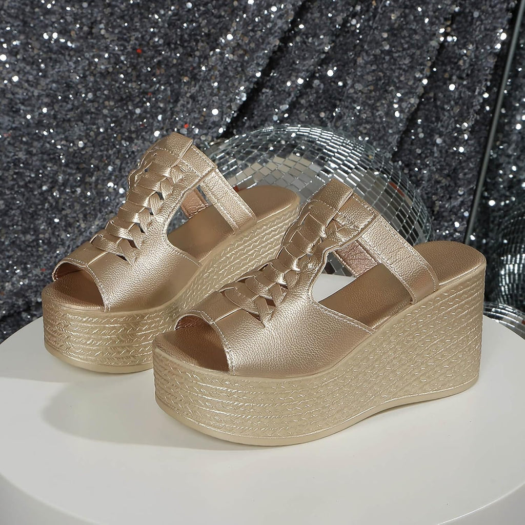 Women's Braided T-Strap Wedge Slides - view 11