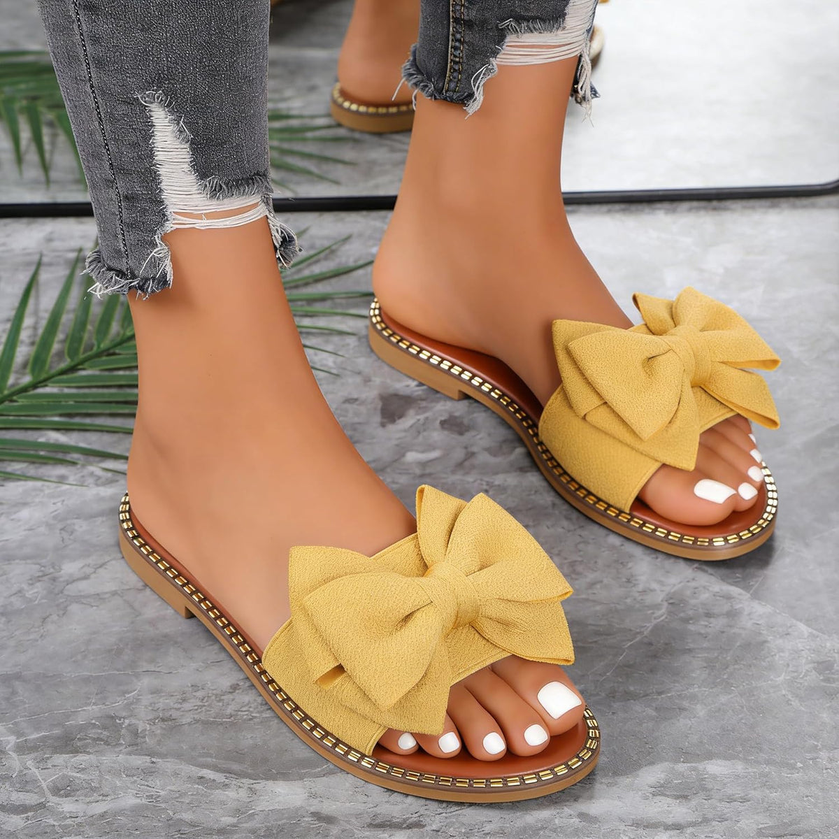 Women's Bow Knot Flat Slide Sandals - view 3